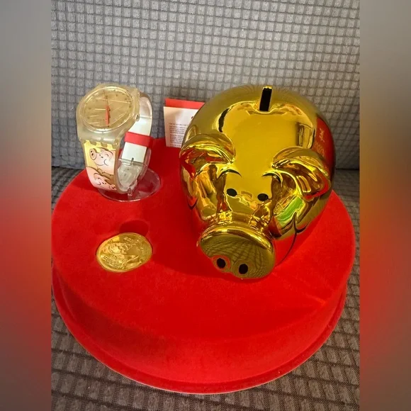 NEW 2007 SWATCH Be Lucky Chinese New Year of the Pig Watch SUJK119 Gift Set